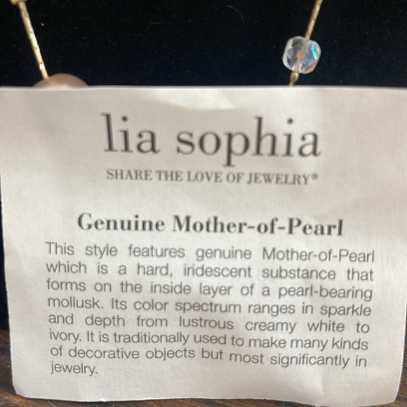 NWT Lia Sophia Gold Multi-Strand Necklace with Mother of Pearl Layered Design - Picture 4 of 5
